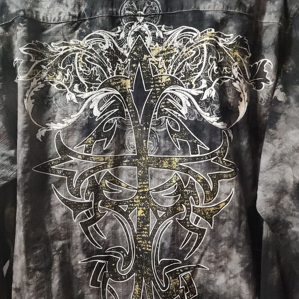 Eighty Eight Shirt Adult L Gray Tie Dye Button Up Large Graphic Print On Back - Picture 4 of 5